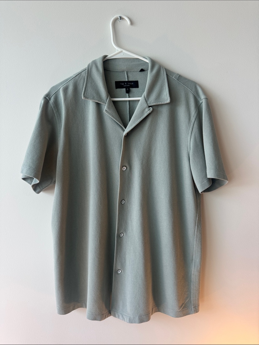rag & bone Light Sage Green Short-Sleeve Camp Collar Shirt